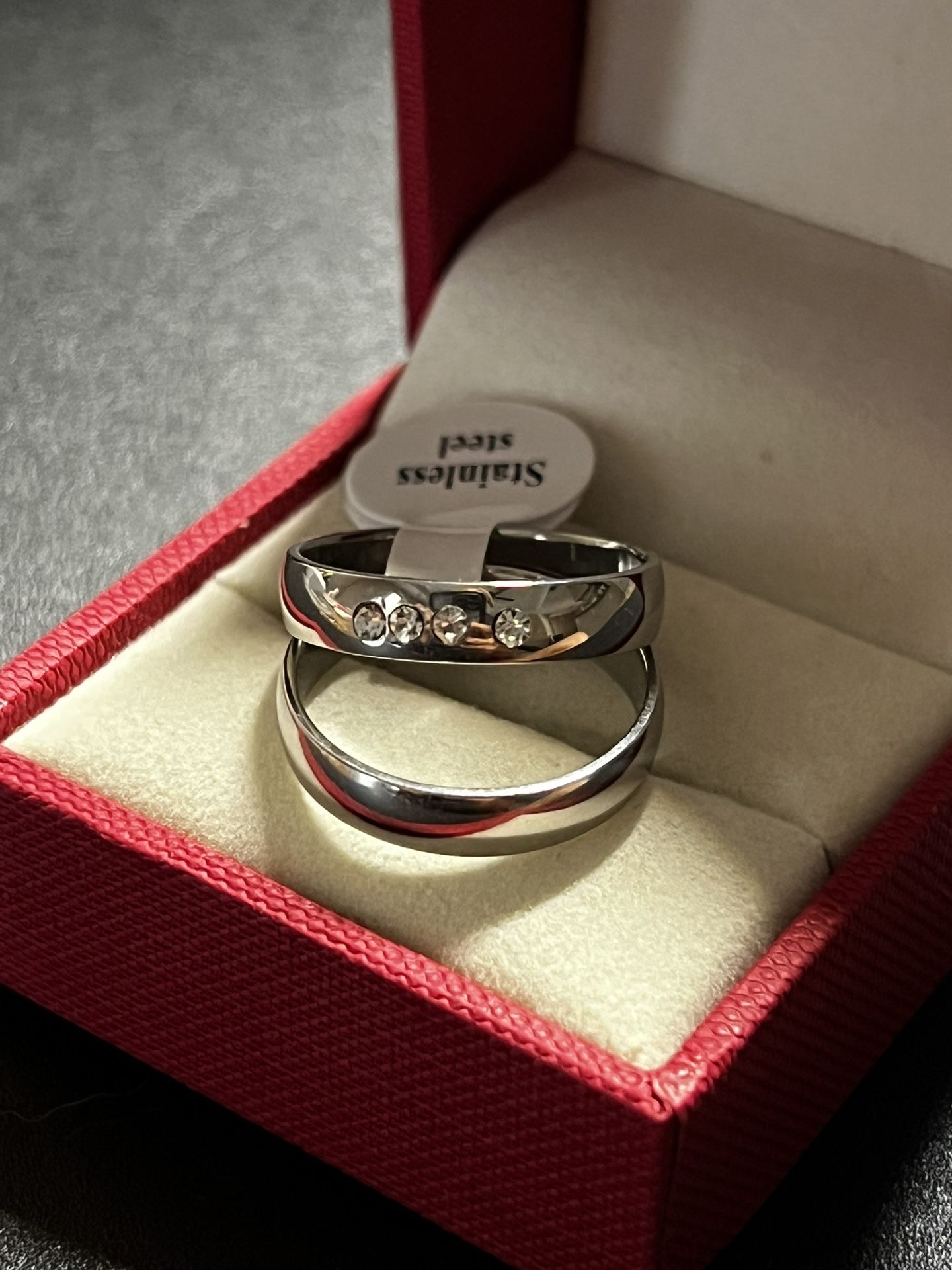 New with Tag Stainless Steel Ring Set Size 7 Engagement Wedding Band