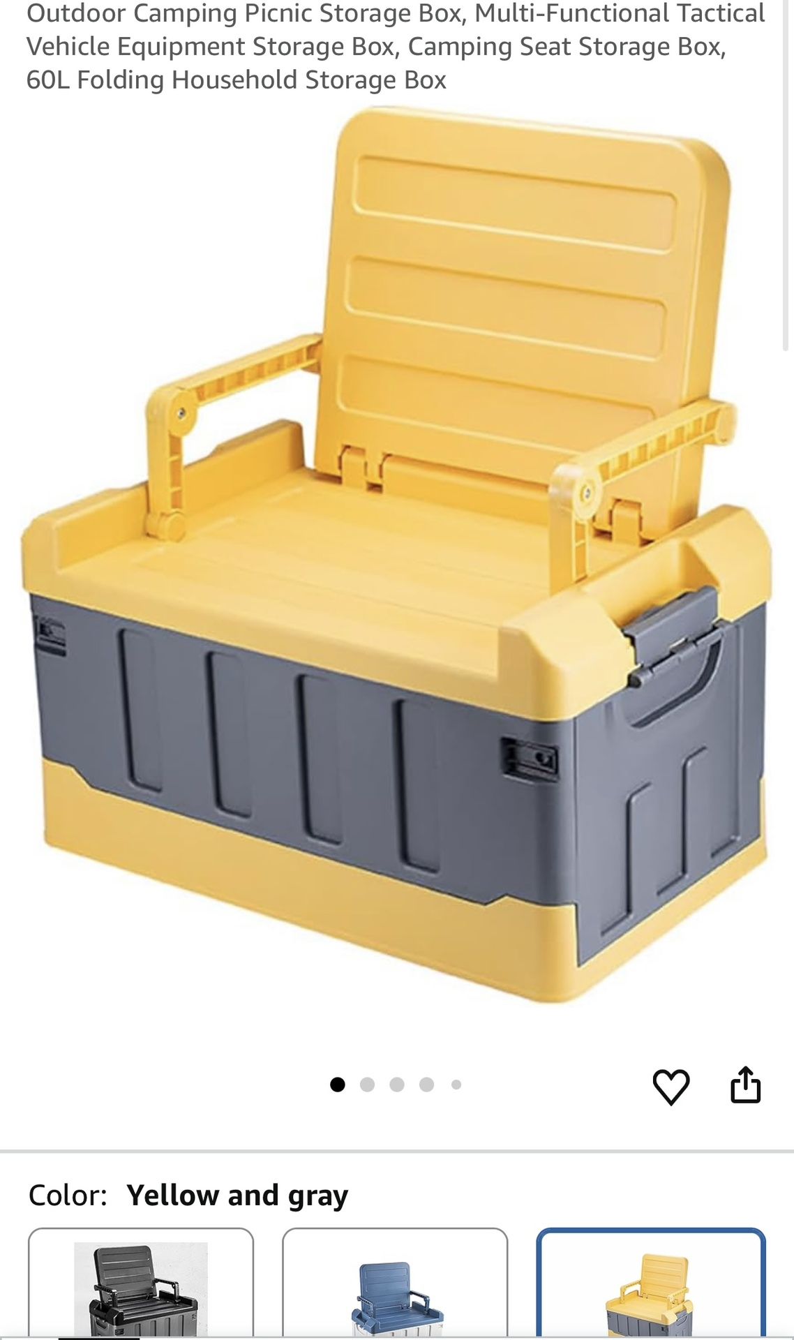 Outdoor Camping Picnic Storage Box, Multi-Functional Tactical Vehicle Equipment Storage Box, Camping Seat Storage Box, 60L Folding Household Storage B