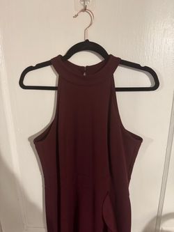 Burgundy Halter Neck Sleeveless Dress