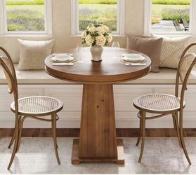 HL0303 Solid Wood Round Dining Table, 31.5" Small Kitchen Table for 2, Modern Farmhouse Dinner Table for Dining Room, Kitchen, Living Room, Artistic G