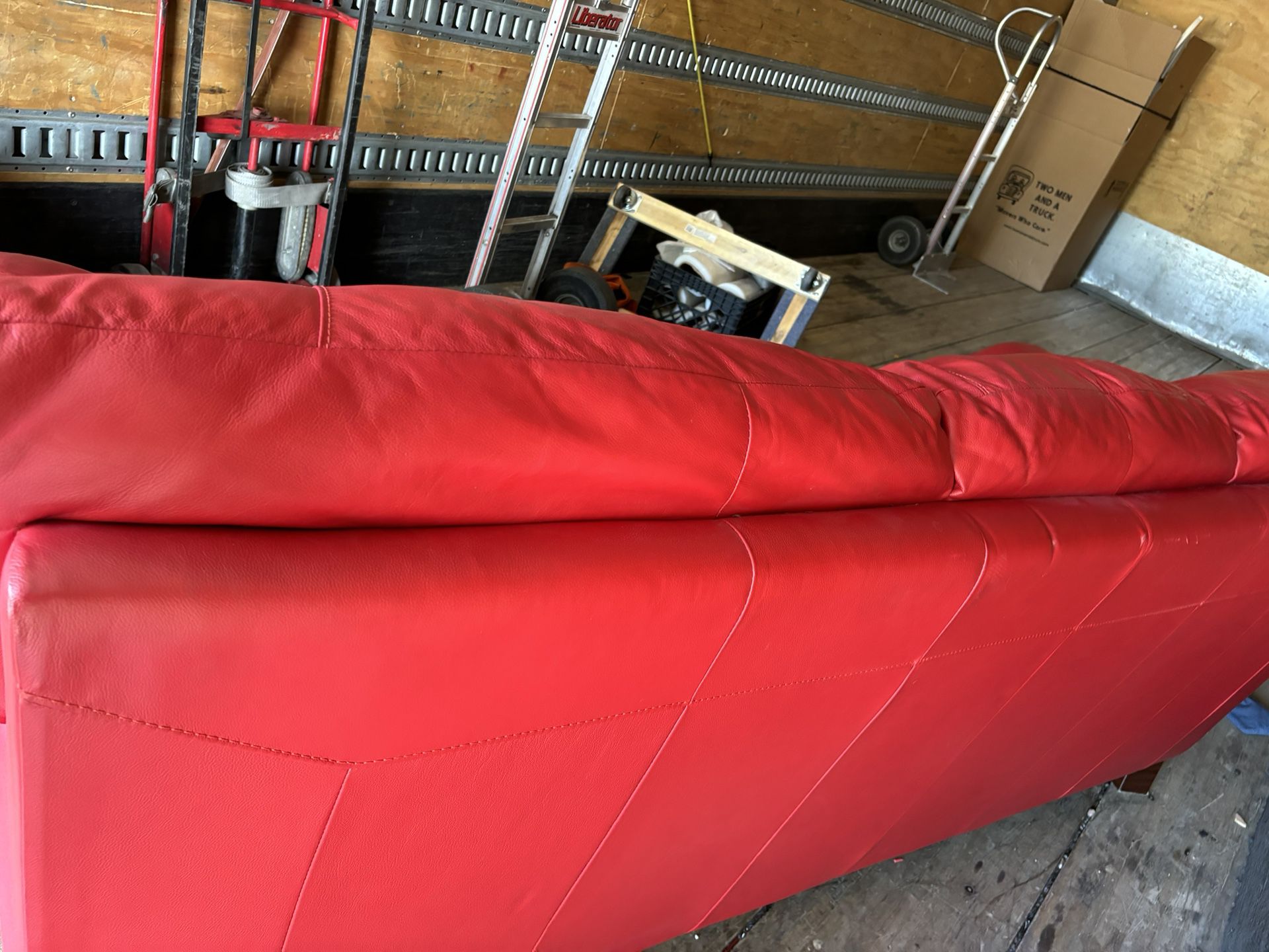 Red Leather Couch Sofa 