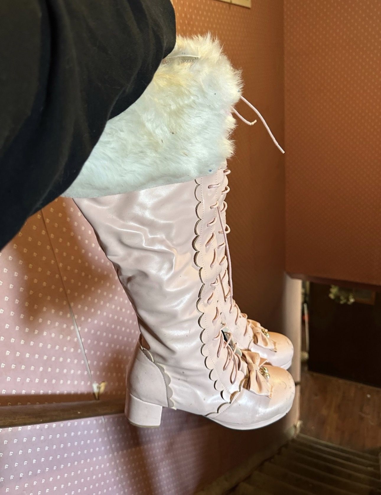 pink fur boots