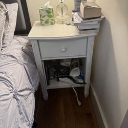 White Nightstand with Drawer