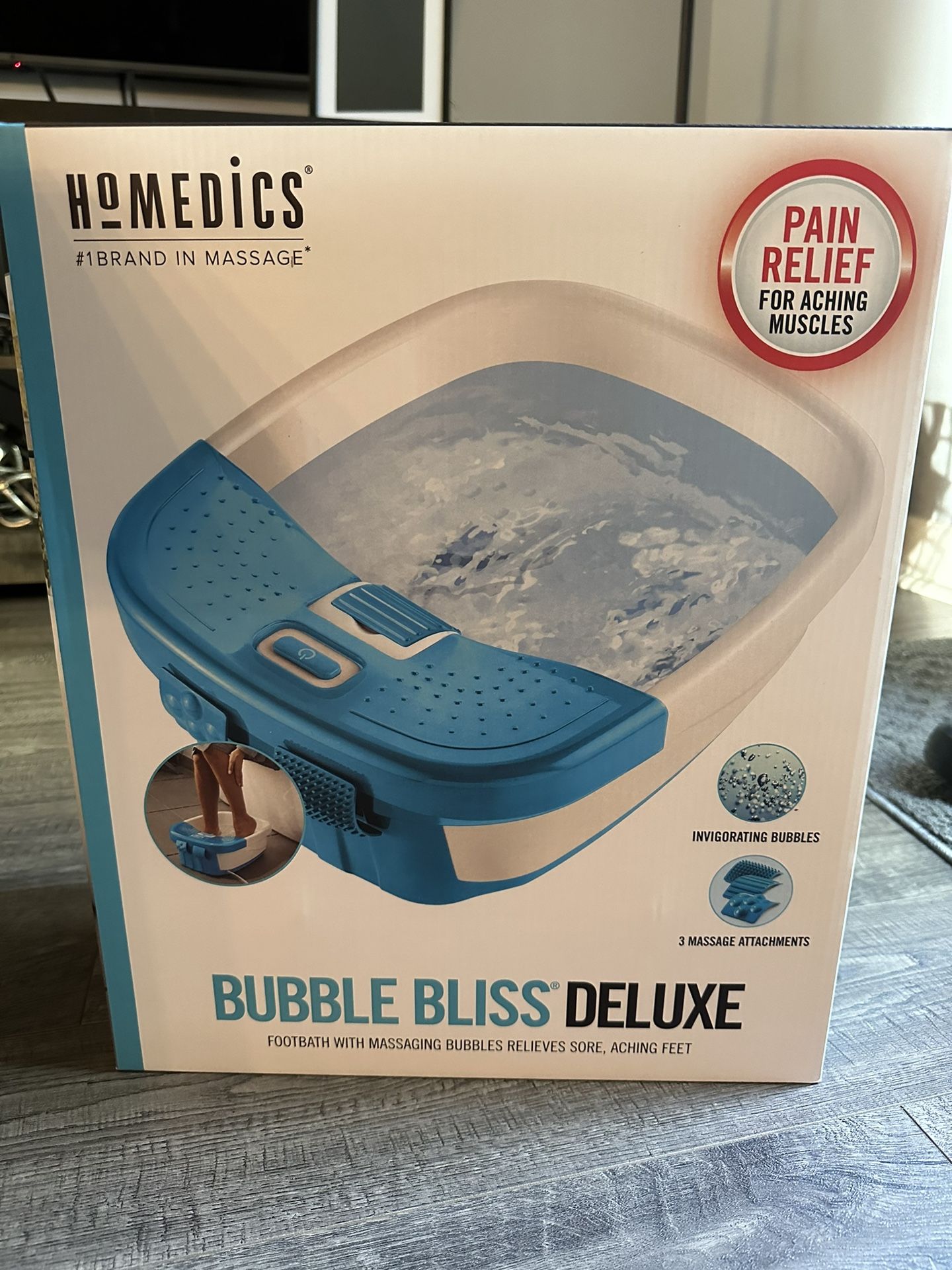 Homedics Bubble Bliss® Deluxe Foot Spa Surrounds Your Feet with Massaging Bubbles - Blue