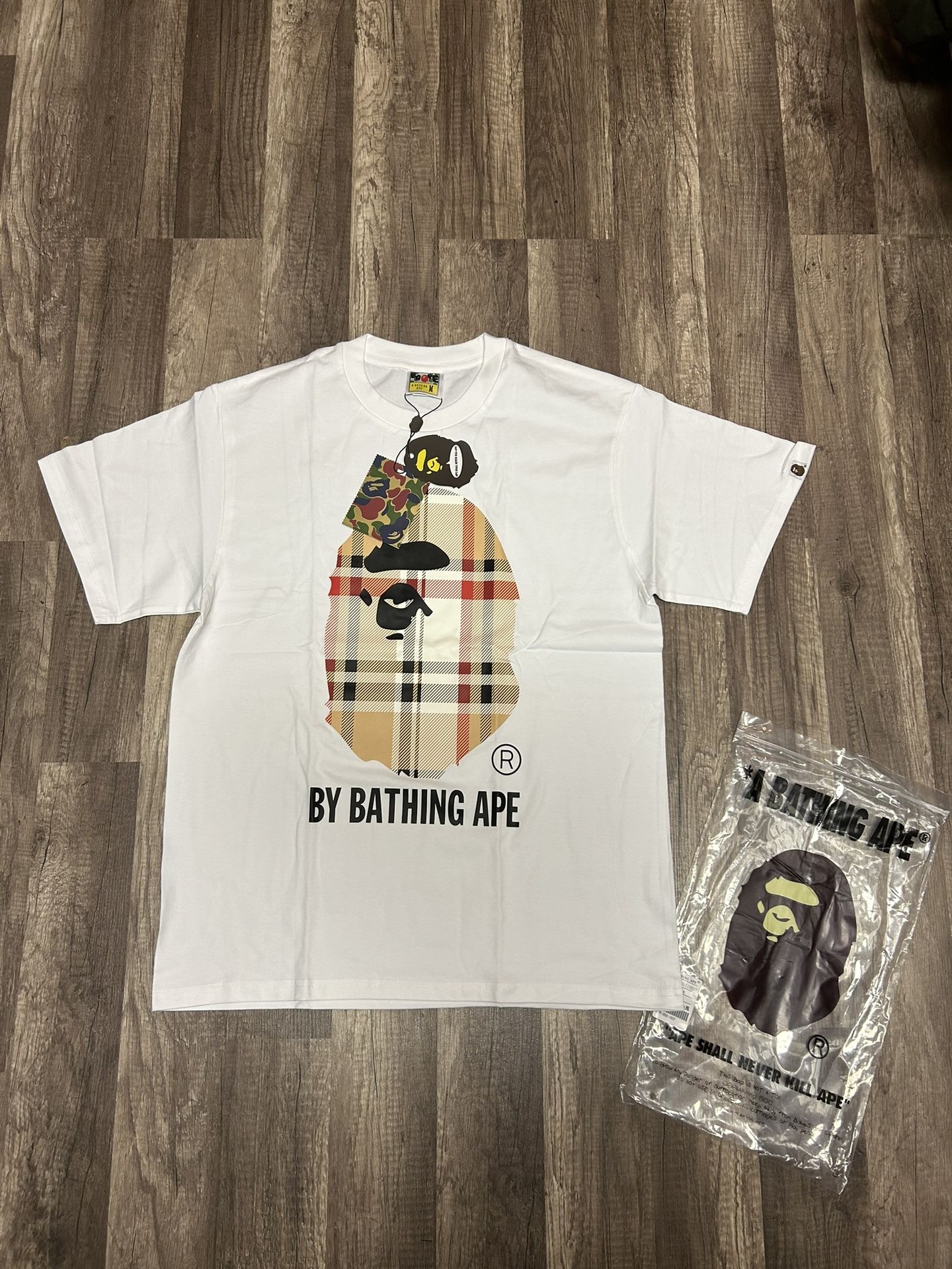 BAPE A Bathing Ape Check by Bathing Tee White