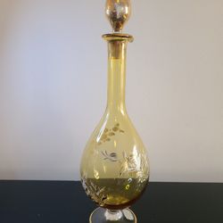 Rare Antique Art Nouveau-style Italian Gold Glass Decanter