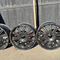 (3) 22” XD Hoss ll’s Wheels 5x150 Lug +18 Offset