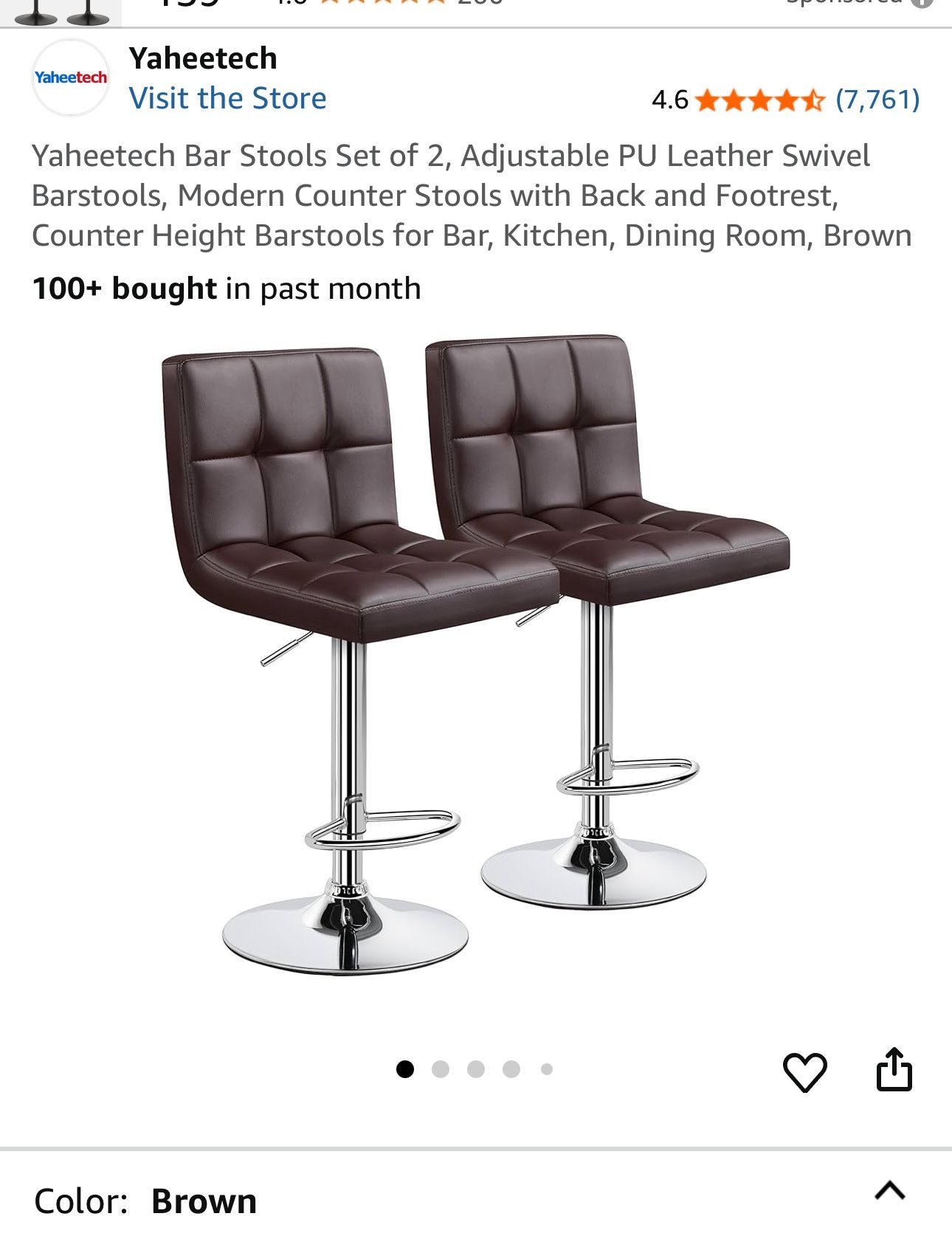 Yaheetech Brown Bar Stools