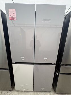 Samsung Bespoke Flex Refrigerator With Beverage Center In White And Stainless Steel