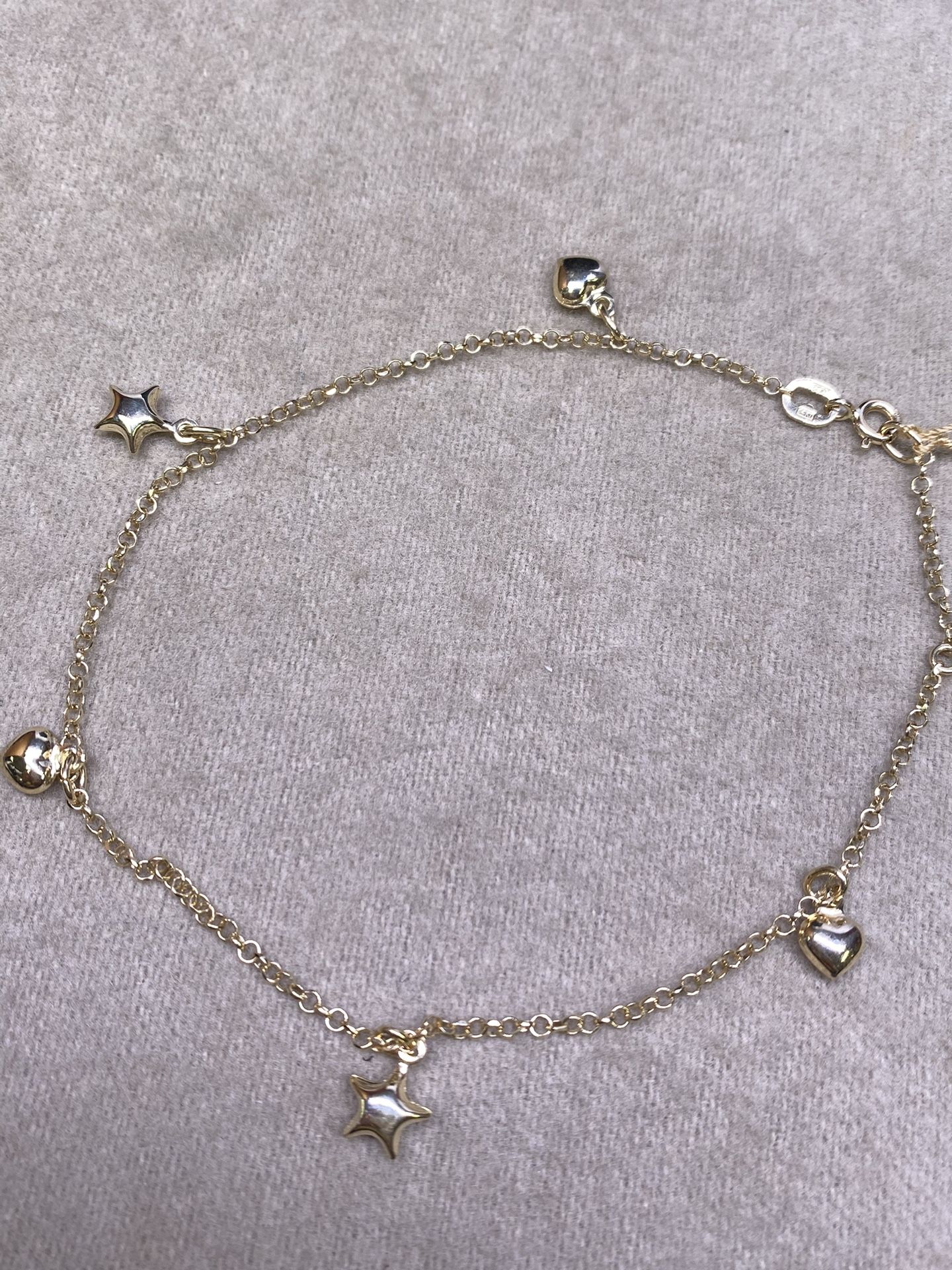 14K Hearts Star Rolo Bracelet 