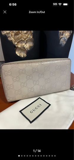 Authentic Gucci Guccissima Zip Around Wallet Beige W Dust Bag Italy