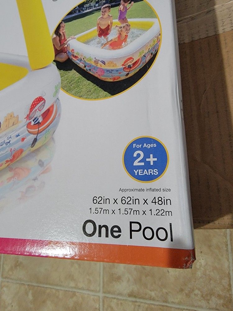 Intex Inflatable Ocean Scene Sun Shade Kids Swimming Pool with Canopy