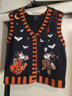 Disney Halloween Sweater Vest Mickey Minnie
