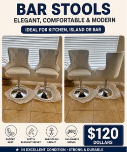 Gray Velvet Swivel Bar Stools – Set of 2