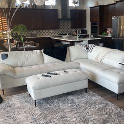 Two piece sectional with ottoman