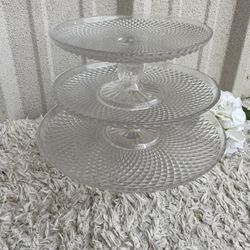 3 Glass Cake Stands 