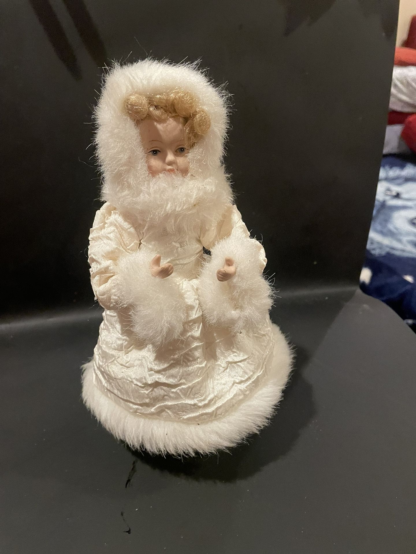 Vintage Faux Fur Porcelain Doll