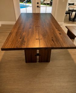 Crate & Barrel Monarch Shiitake 76” x 42” Solid Oak Wood (Dinning table plus bench) Moving Sale!