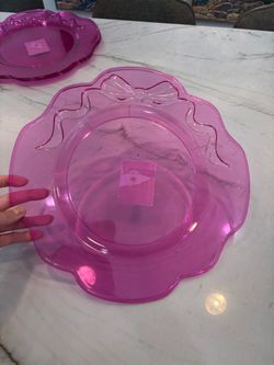 NEW Pink Bow Serving Platters / Charger Plates 🎀 Set of 4