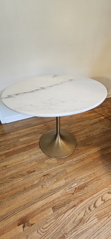 Leilani White Marble Top & Gold Tulip Dining Table 
