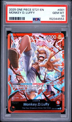 2025 ONE PIECE STARTER DECK ST21-EX GEAR 5 #001 MONKEY D. LUFFY PSA 10