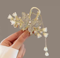 Butterfly Lily of the Valley Tassel Hair Clip