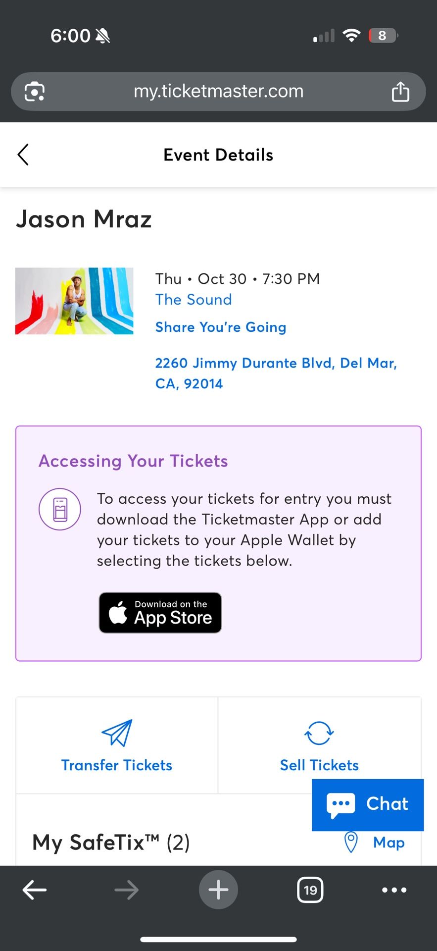 2 Tix Jason Mraz The Sound Thursday 10/30