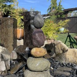 32” Custom Stack Mexican Beach Pebble Cairn Water Fountain ⛲️