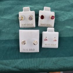 14k Gold Studs Earrings $75 Each 
