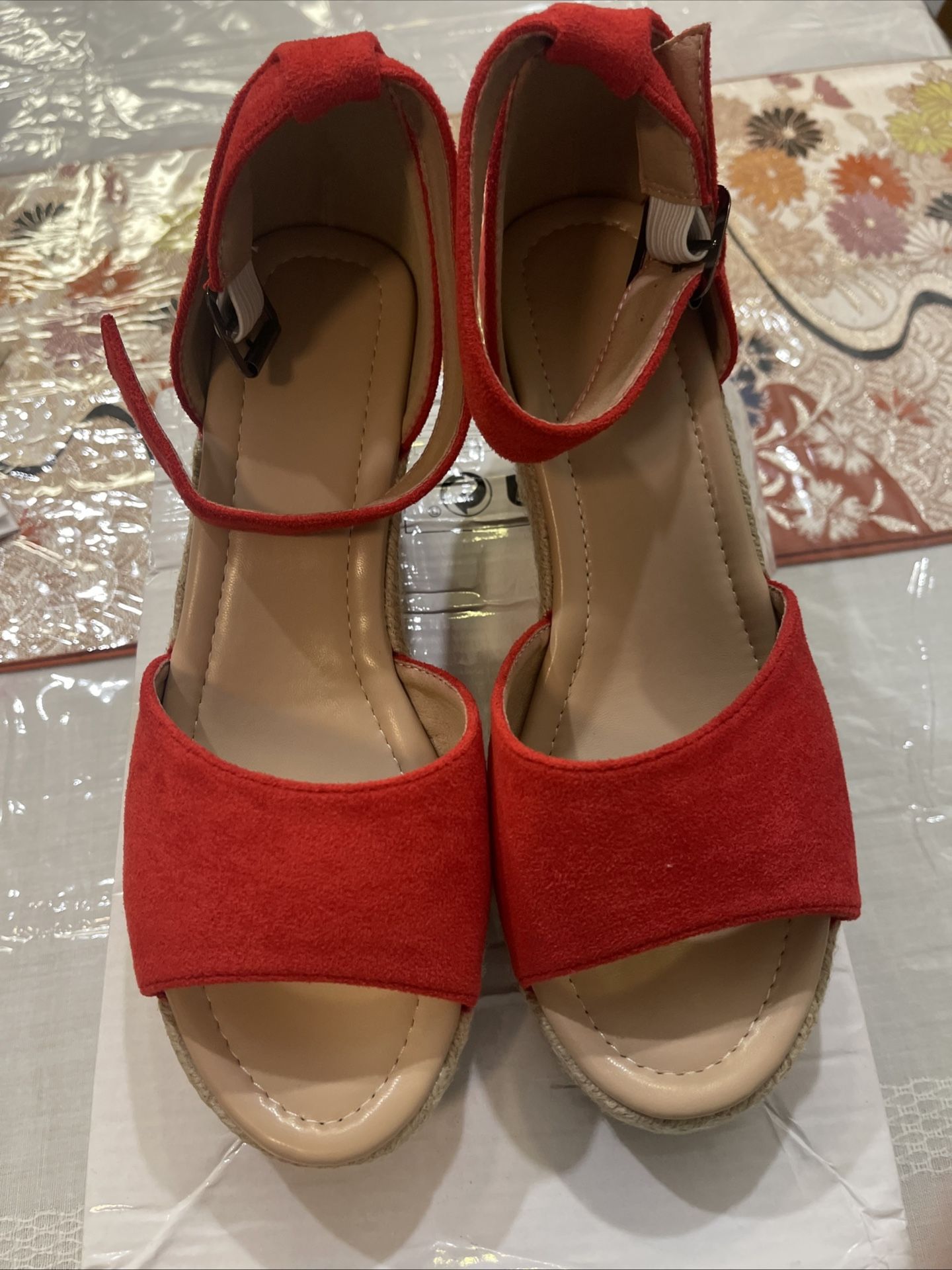 Wedge Women’s Sandal New Box Size 38 Red Color Unbranded