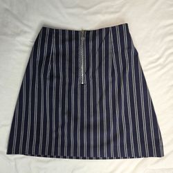 IVONNE Navy Striped Pencil Skirt "S"