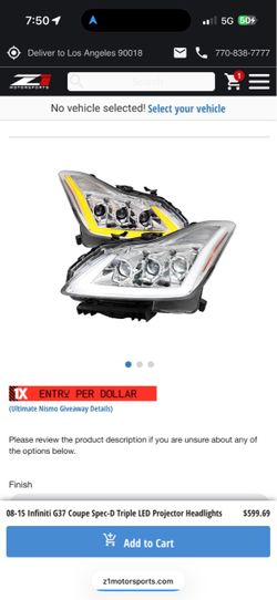 08-15 Infiniti G37 Coupe Triple LED Projector Headlights