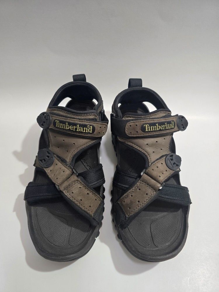 Timberland Sandal Men's Sz 9M Brown Open Toe Hook & Loop Leather