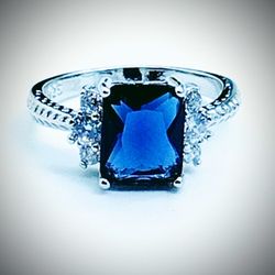 New Sterling Sapphire colored Ring Sz. 8