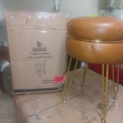 Whiskey Brown Faux Leather Stool