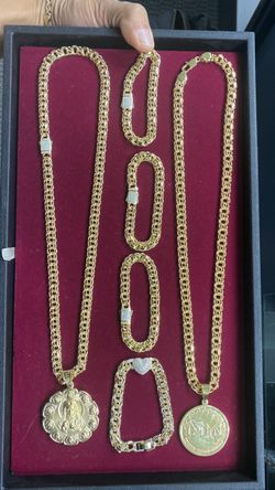 10k gold filled chino link with pendants