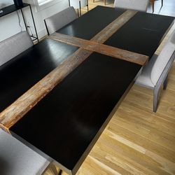 Walnut Color Table With Reclaimed Wood Accents