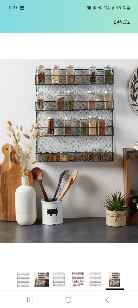 Farmhouse Metal Pantry Spice Rack 4 Tier