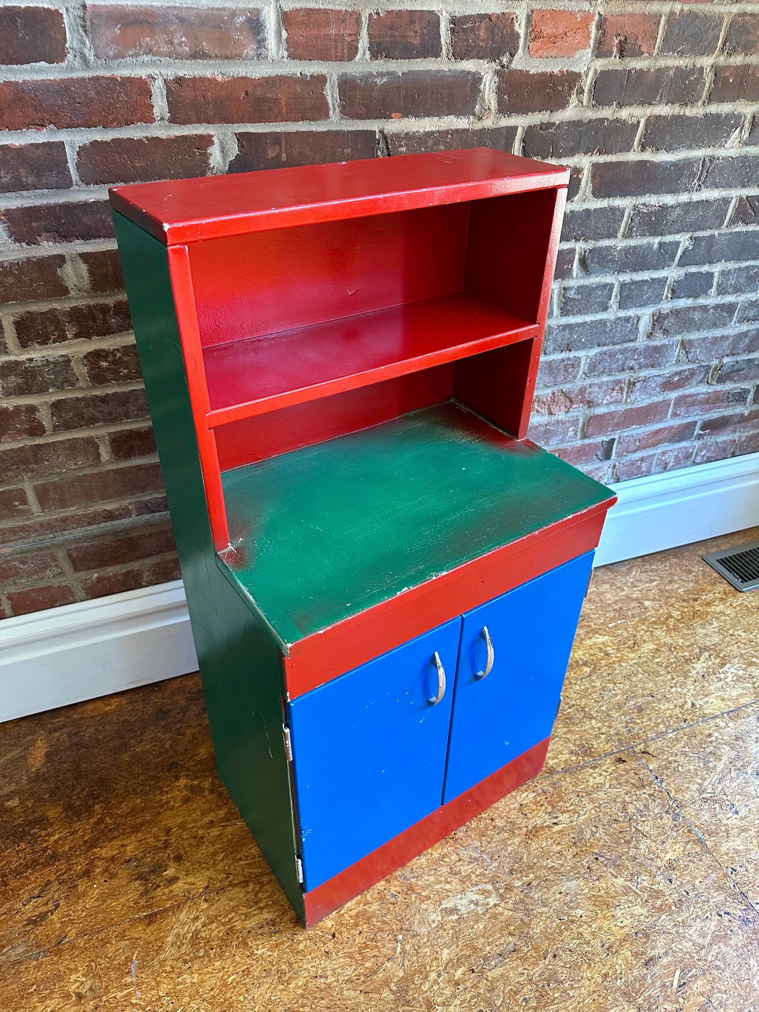 Vintage Primary Color Solid Wood Mini Cabinet