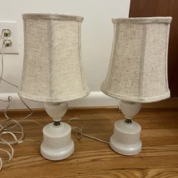 Antique White Soapstone Lamp Set 