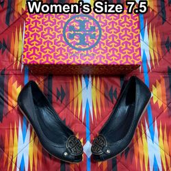 Tory Burch Amanda Demi Wedge Tumbled Leather Women’s Size 7.5 M (contact info removed)7