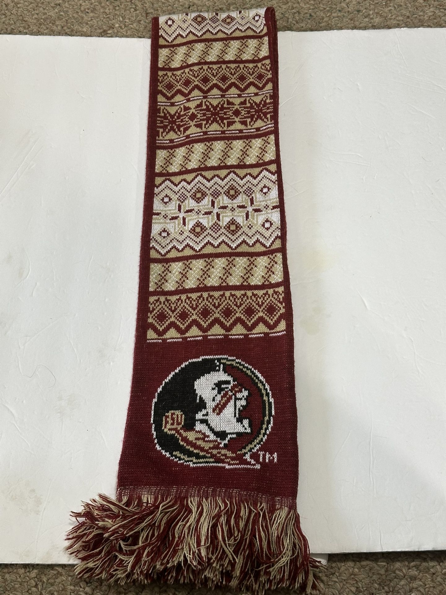 Florida State Seminoles Athletic Scarf 7” X 65” Great  Condition Burgundy Reversible Nice