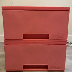 🌸 Red Plastic Storage Drawers – Stackable Set