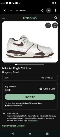 Nike Air Flight '89 Low Burgundy Crush size 12 new