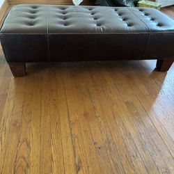 Brown Leather Ottoman