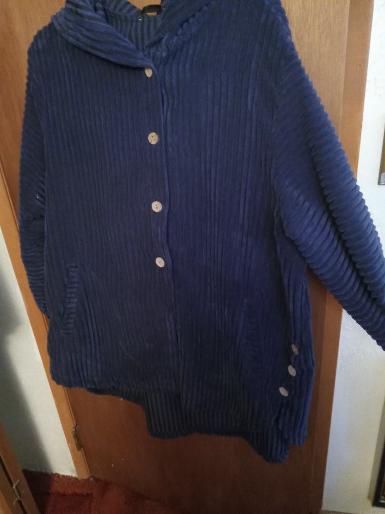 3x Blue Courdory Jacket W/Buttons