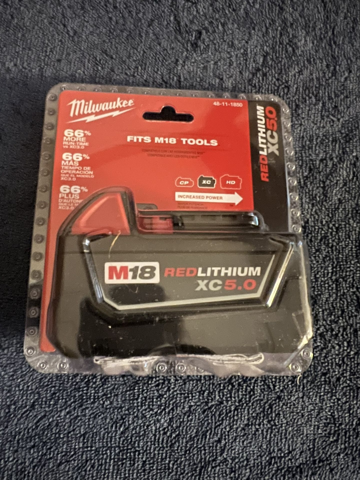 Milwaukee M18 Xc5.0 Batteries Qty 2