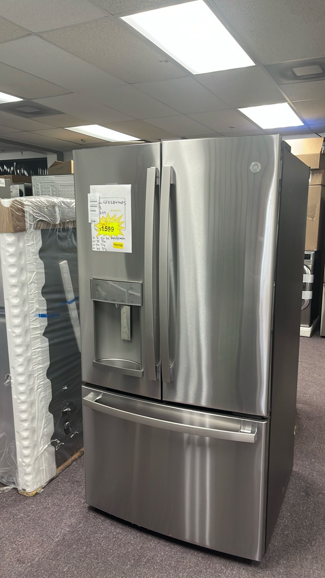 Refrigerator Stainless Steel 36” In New Open Box Scratch And Dents