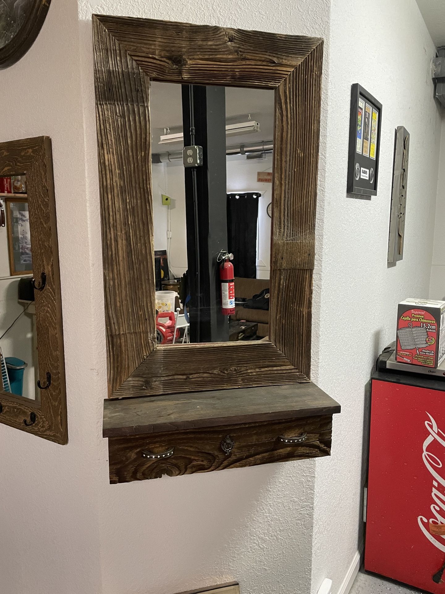 Floating Self/ Matching Mirror w / Storage Drawer