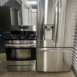 LG Stainless Steel Refrigerator + Gas Range Set